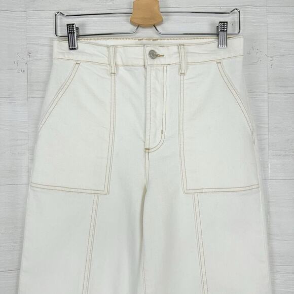 Rails Denim Size 29 The Getty Crop Utility Wide Leg Jeans Ecru High Rise Preppy - Picture 4 of 16